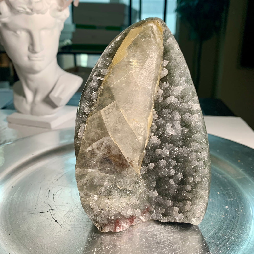 Rare - rainbow amethyst with calcite