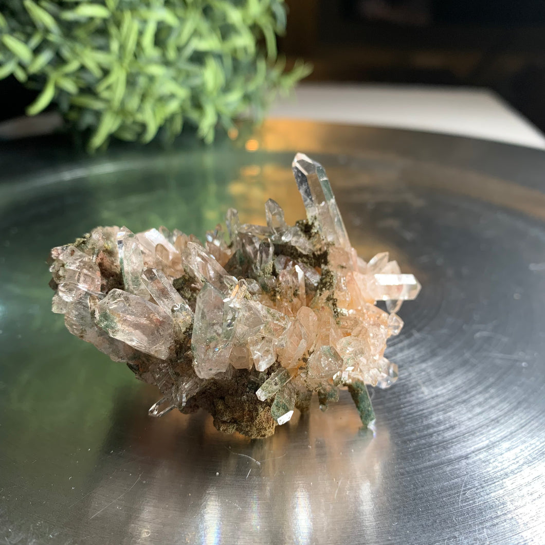New found - green chlorite lemurian quartz cluster 18