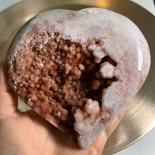 Load image into Gallery viewer, Top quality - sparkling druzy pink amethyst flower agate heart

