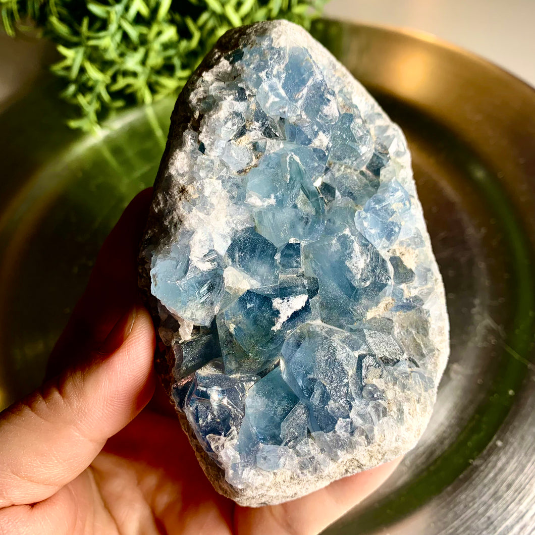 High quality gemmy blue celestite crystal celestite cluster