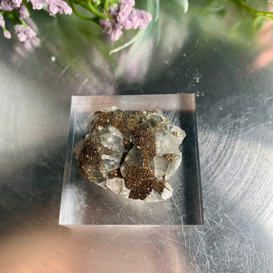 Rare - Benz calcite / Mercedes calcite with pyrite 05