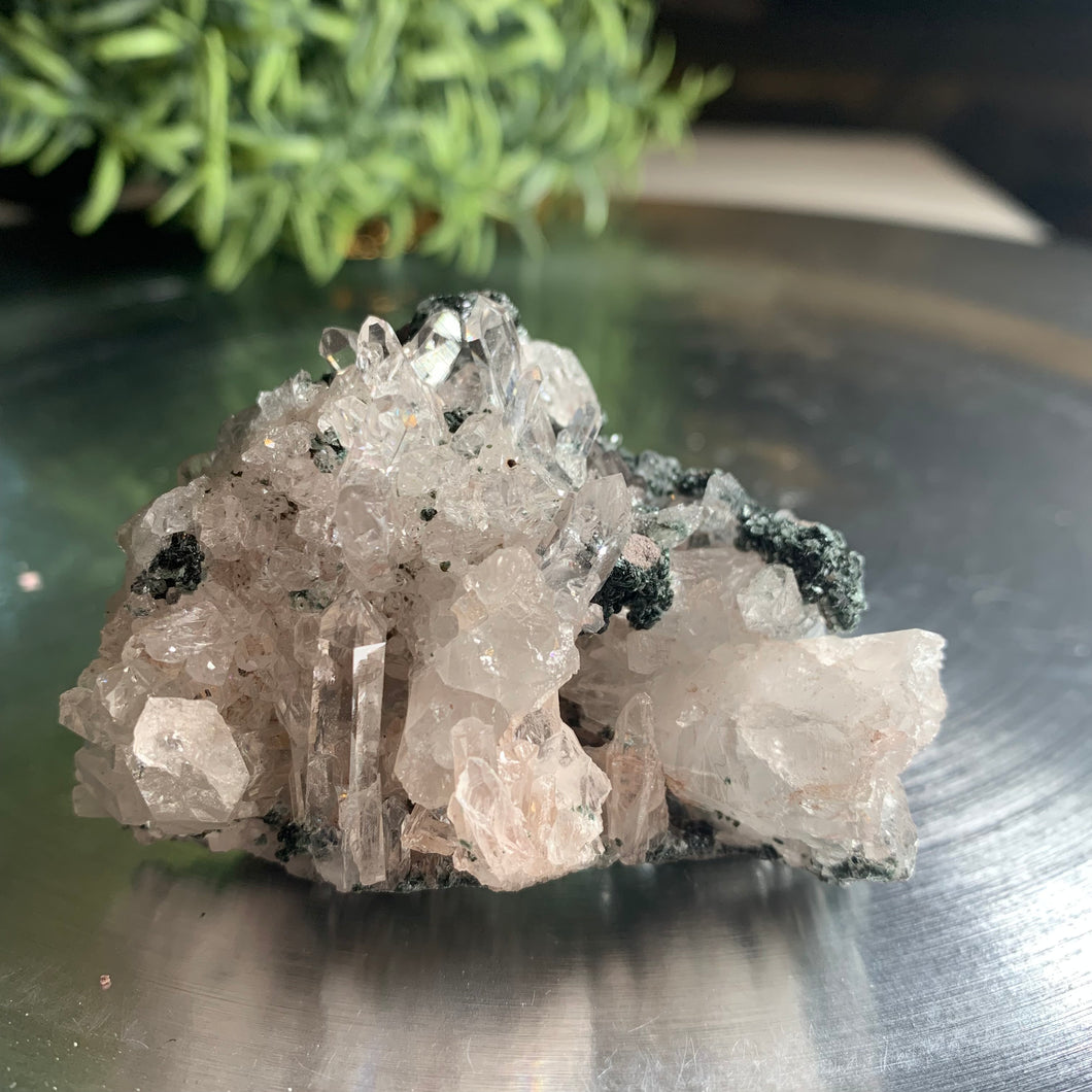 New found - green chlorite pink lemurian quartz 21