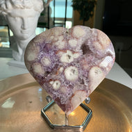High quality - pink amethyst heart flower agate heart