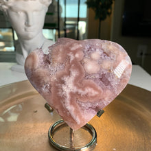 Load image into Gallery viewer, High quality - druzy pink amethyst flower agate heart
