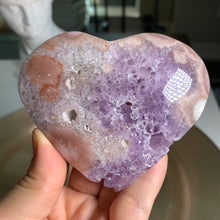 Load image into Gallery viewer, High quality - druzy pink amethyst druzy heart flower agate druzy heart
