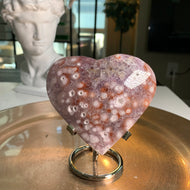 High quality - pink amethyst flower agate heart