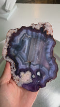 Load and play video in Gallery viewer, Top quality - blue flower agate slab / slice with nice bending
