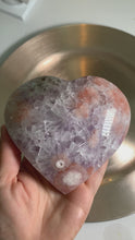 Load and play video in Gallery viewer, High quality - pink amethyst flower agate druzy heart
