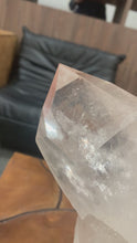 Load and play video in Gallery viewer, Lemurian Quartz Cluster with Pink hematites : Heart Chakra Healing Crystal for Spiritual Growth and Meditation

