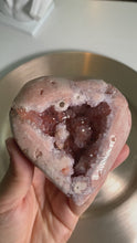 Load and play video in Gallery viewer, Rare found  - top quality druzy pink amethyst heart flower agate heart
