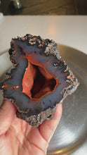 Load and play video in Gallery viewer, Rare - high quality Argentina red fox agate geode with UV reaction
