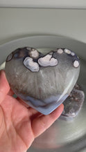 Load and play video in Gallery viewer, Rare - blue flower agate grow with green crystal heart
