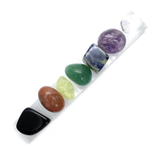 Load image into Gallery viewer, Crystal healing stones, 7 chakras stone with selenite board base
