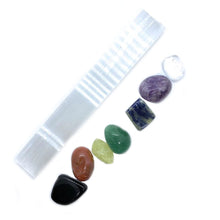 Load image into Gallery viewer, Crystal healing stones, 7 chakras stone with selenite board base
