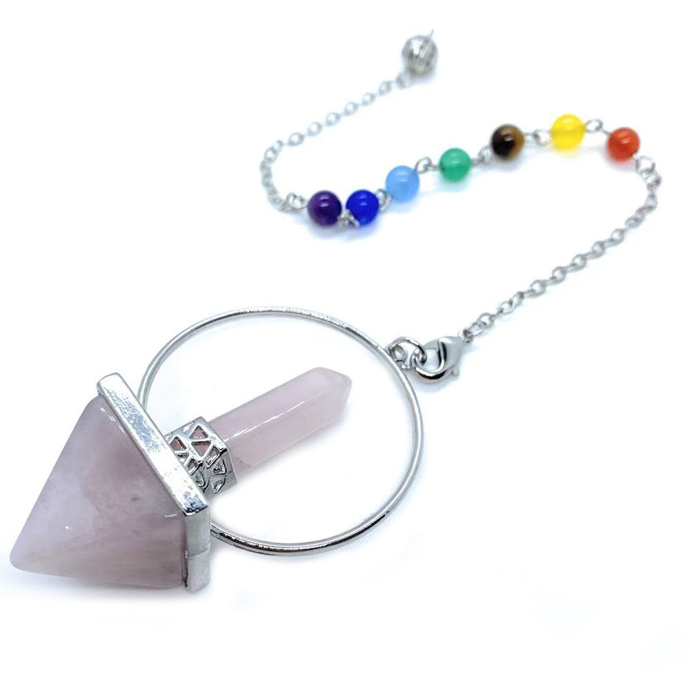 Hexagonal crystal pendulum, healing stones