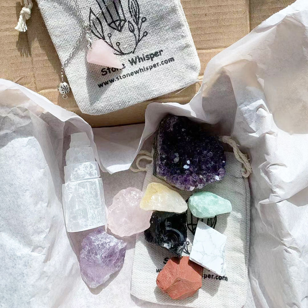 7 chakra stones box - for crystals and healing stones beginners