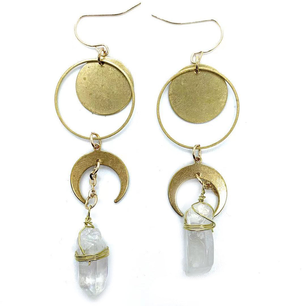 Simple fashion clear quartz earrings