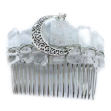 Load image into Gallery viewer, Natural crystal hair combs, hair side combs
