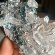 Load image into Gallery viewer, New found - green chlorite pink lemurian quartz cluster / Columbia quartz cluster
