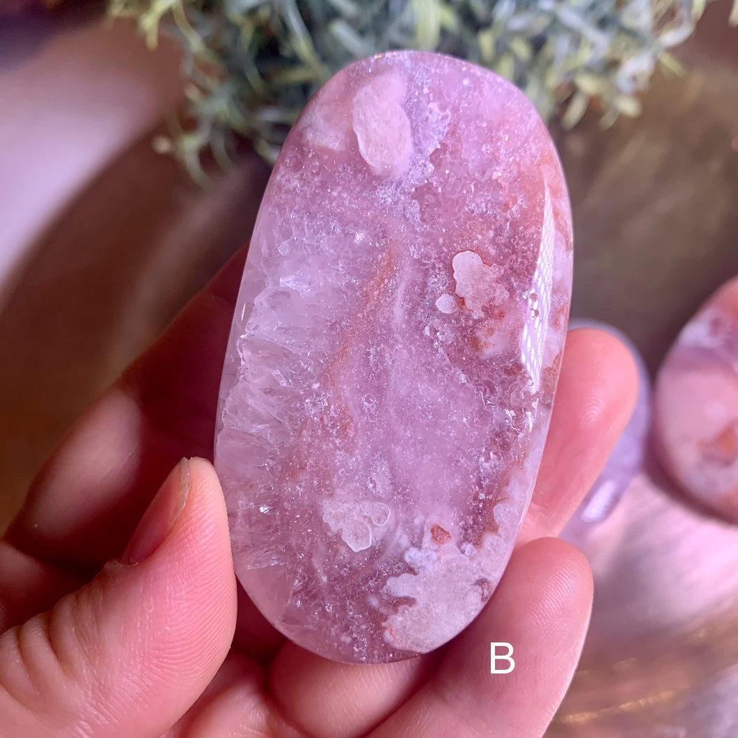 Rare - top quality pink amethyst palm stone