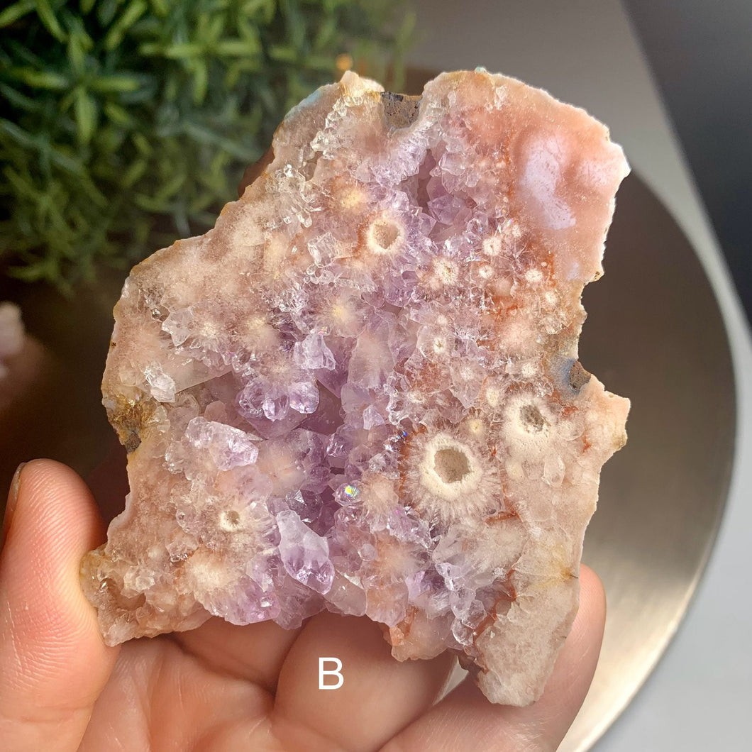 Top quality pink amethyst slab / flower agate slab/ druzy amethyst slab