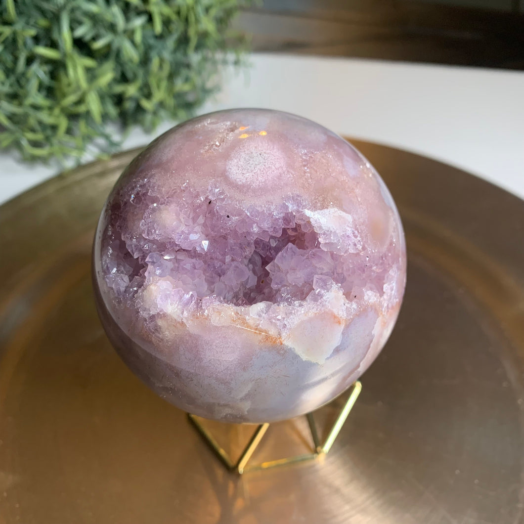 Rare - top quality pink amethyst druzy sphere / sphere with druzy