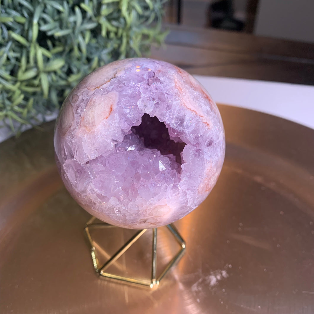 Rare - top quality pink amethyst druzy sphere