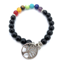 Load image into Gallery viewer, 7 chakra stone tree of life bracelet
