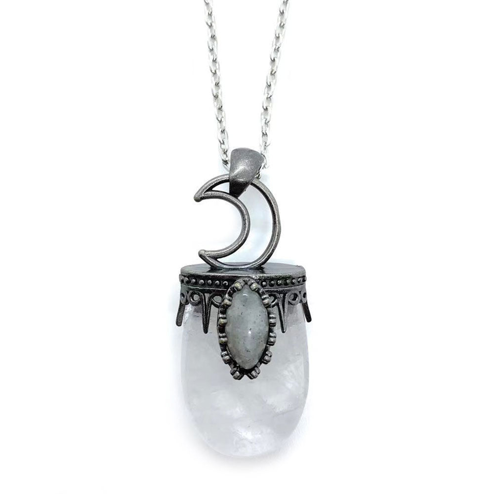 Oval shape vintage natural crystal necklace
