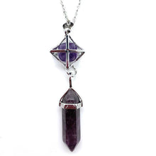 Load image into Gallery viewer, Natural crystal  Hexagram hexagonal Pendant Necklace
