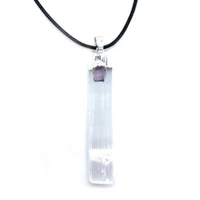 Load image into Gallery viewer, Selenite raw stone natural amethyst cluster necklace
